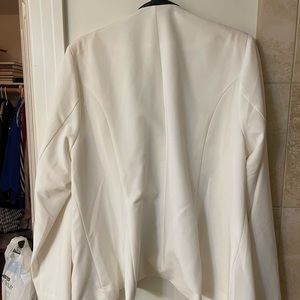 Torrid White Blazer Jacket with Faux black leather trim